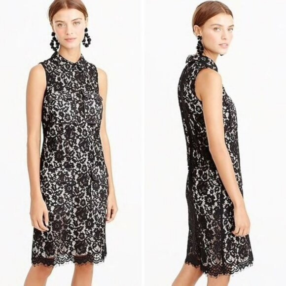 J Crew Black Lace Sheath Dress With Pockets.  SZ 6 - Picture 1 of 5